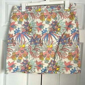 Talbots Womens Pencil A-Line Skirt Tropical Floral Print Above Knee Size 16